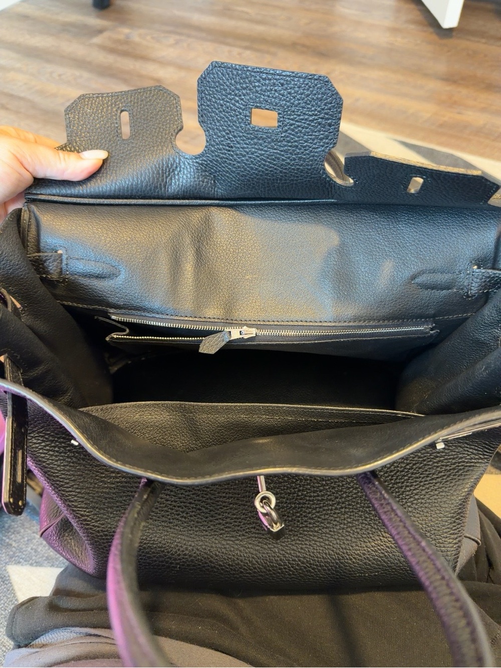 Black Togo Leather Birkin-Style 35 Tote - Picture 6 of 14